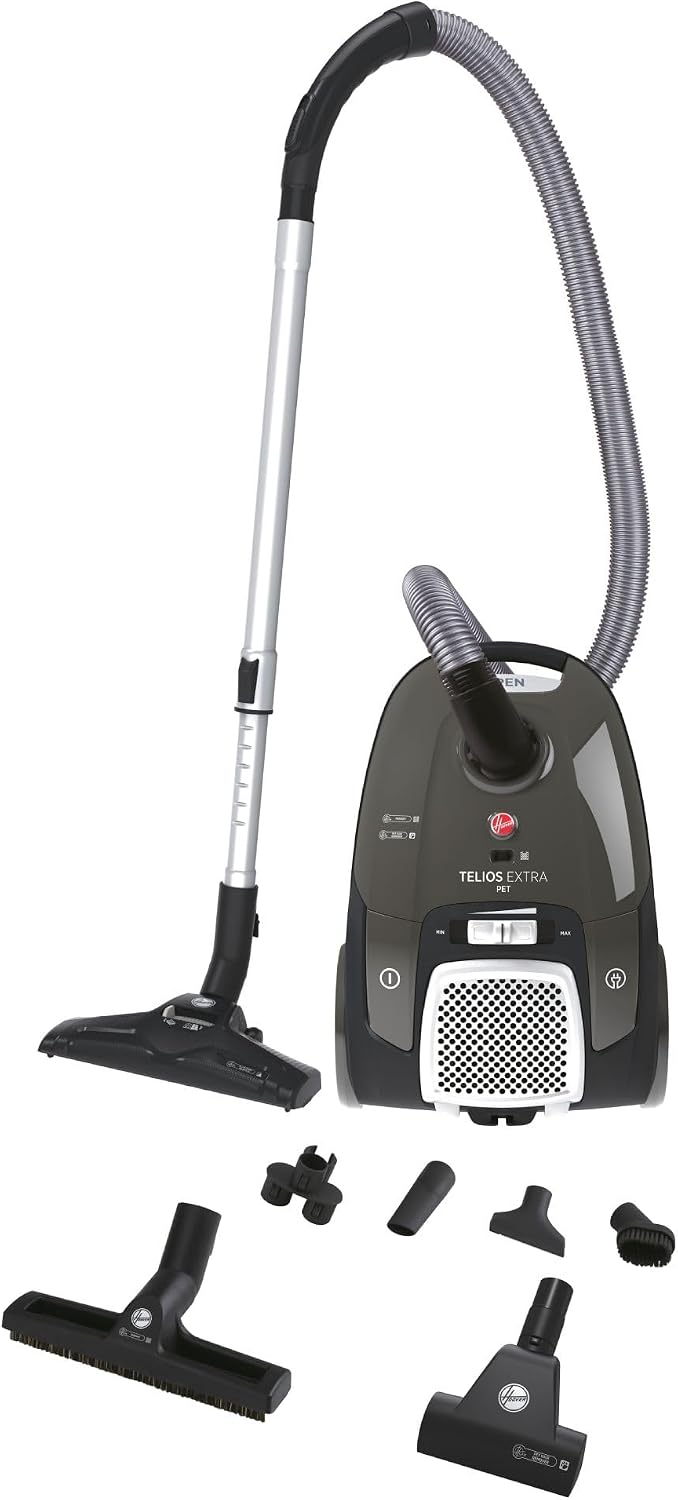 Hoover Aspirateurs traîneaux, 700 W – 3.5 L | 69 DB, Noir/Argent – Telios Extra TXL20PET | Aspirateur traineau Sac