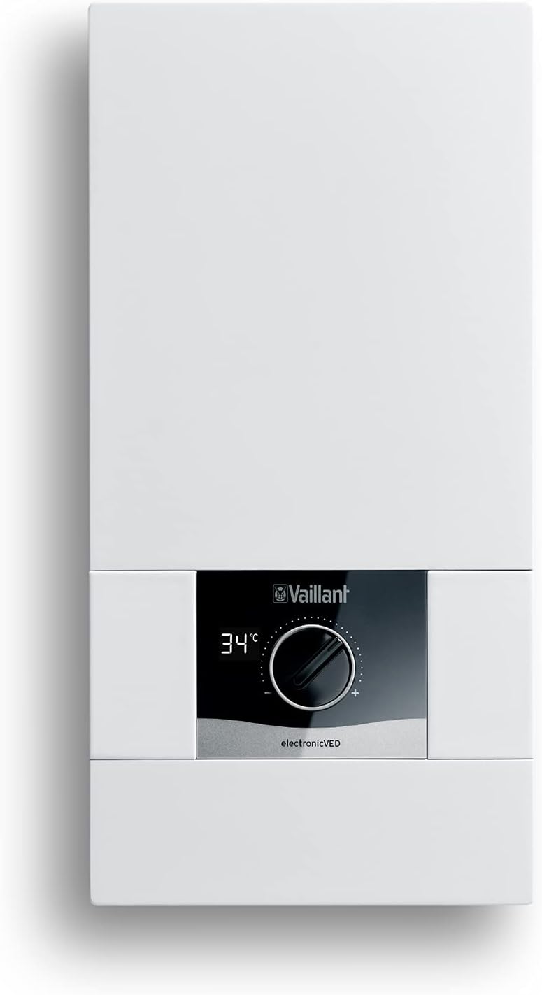 chauffe-eau Vaillant – 21 kW | 400 V, Blanc/Noir – électronique | VED E 21/8, résistant à la pression – température de sortie précise