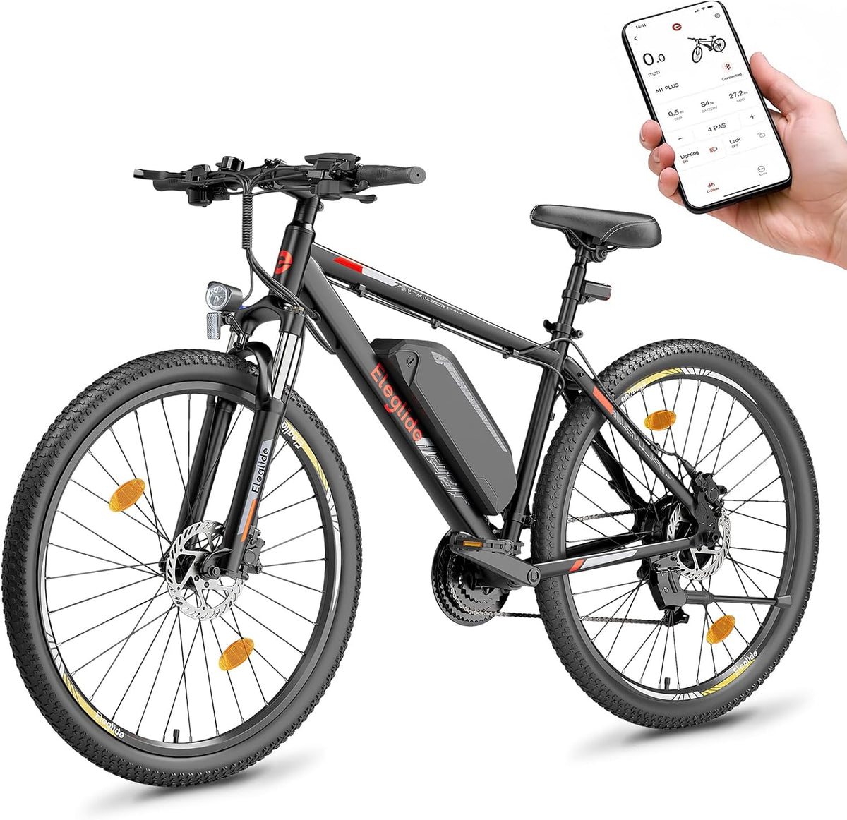 Cyclisme Eleglide | 2 V, 36 V – 15.6 Ah | Noir/Gris, Mopride élo électrique Homme Femme – VTT électrique 27.5''/29'